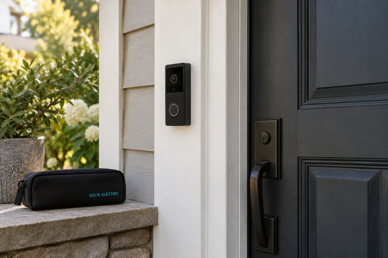 Doorbell Installation & Wiring in Sacramento 1 Modern video doorbell mounted beside a residential entry door
